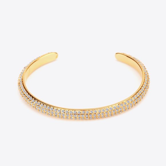 18K Gold-Plated Rhinestone Open Bracelet For Women - Picture 1 of 3